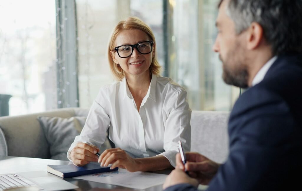 Financing advisor consulting with a client
