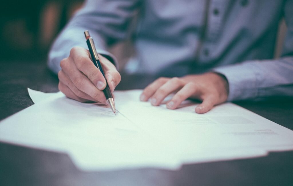 Signing a trademark application document